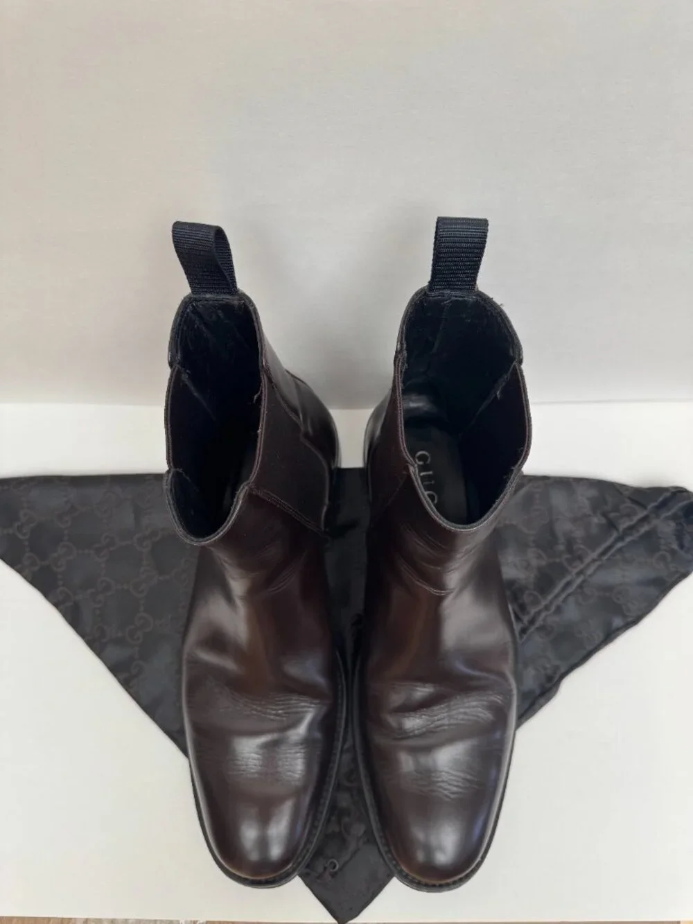 Vintage Gucci Chelsea Men's Leather Ankle Boots Dark Brown (With Shoe Bag)
